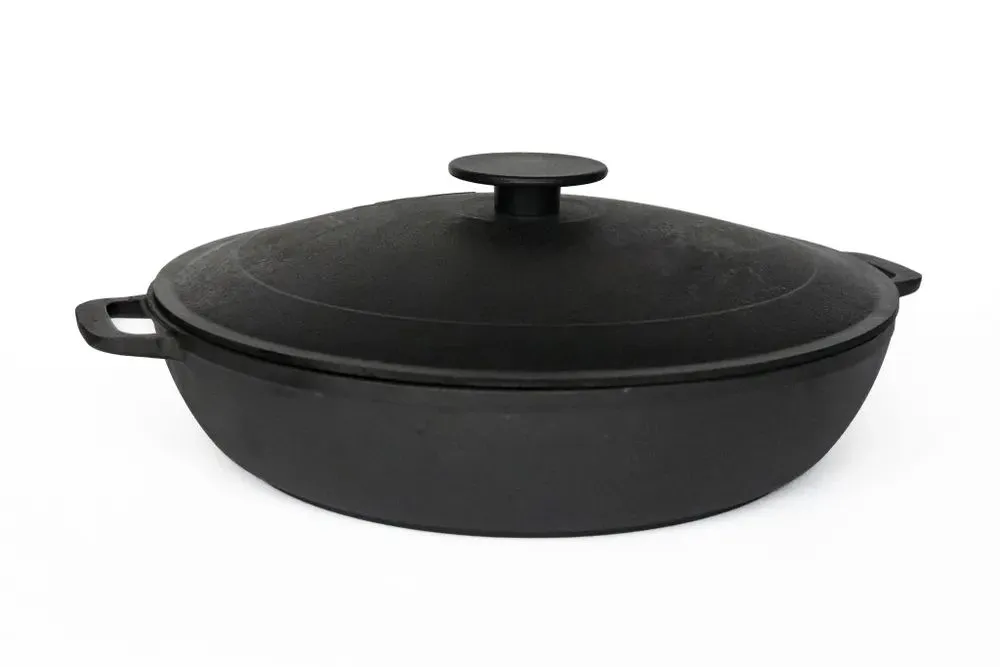 Сковорода чугунная жаровня 34 см с чугунной крышкой Гардарика